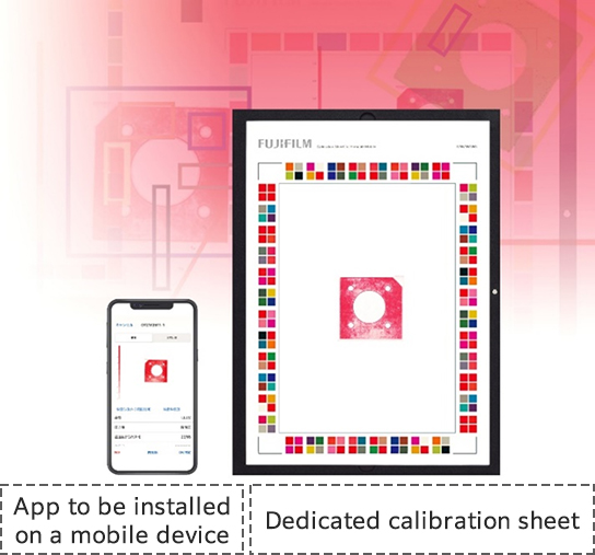 [image]App to be installed on a mobile device / Dedicated calibration sheet