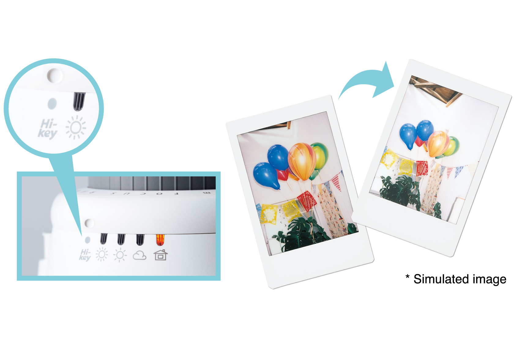 Image of zoomed in High-Key mode setting of a mini 9 limited edition camera