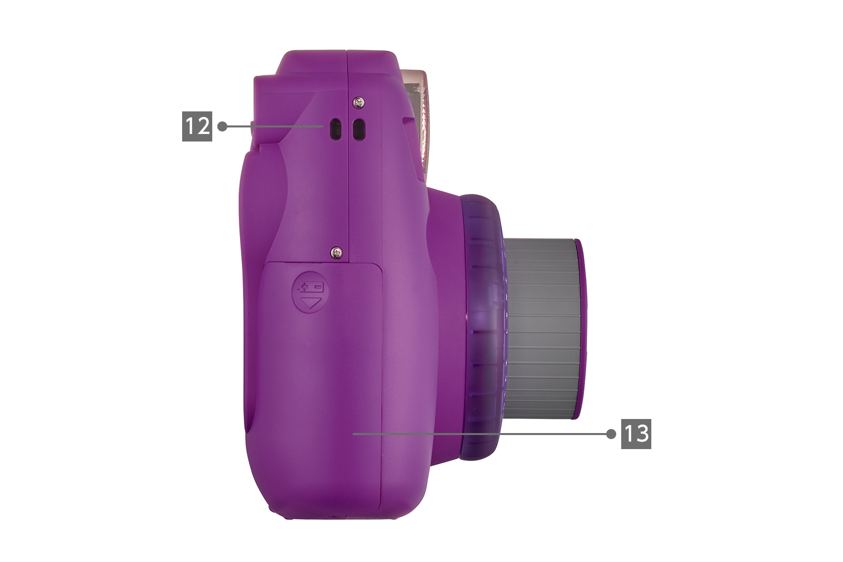 Side view purple mini 9 limited edition INSTAX camera