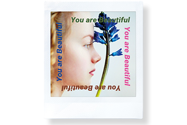 Picture of the face and flower with text