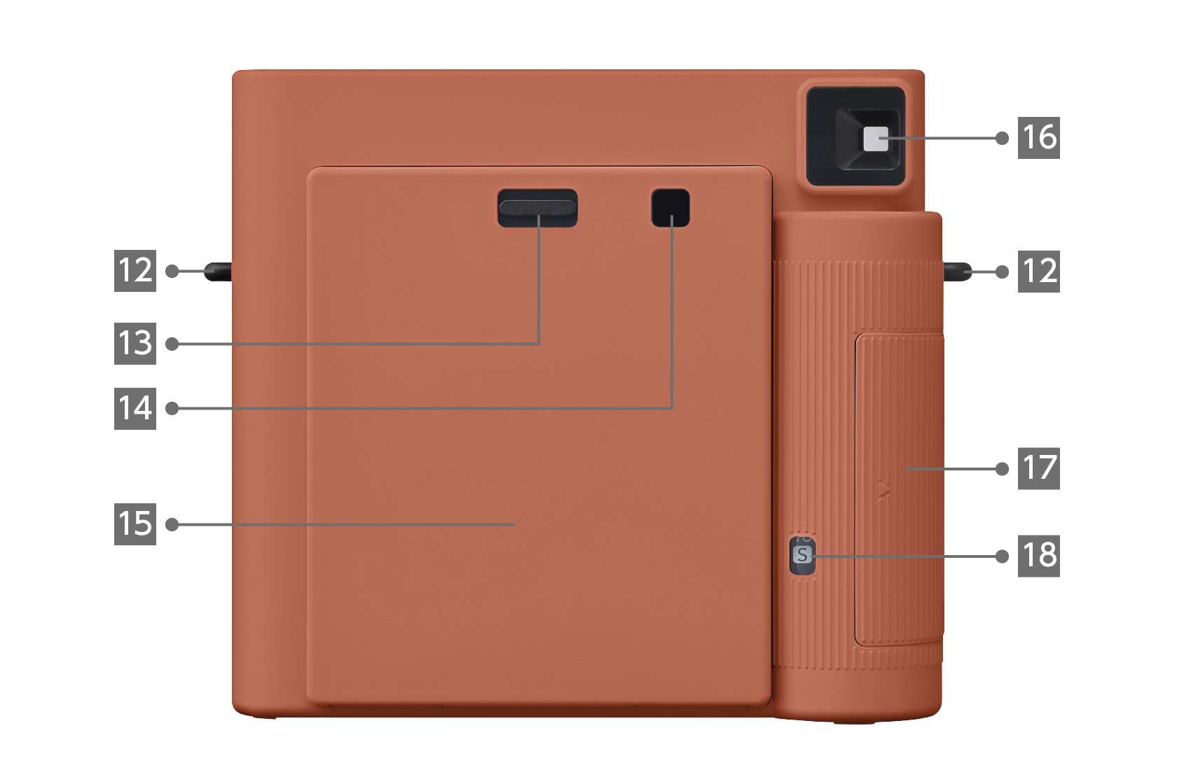 [photo] INSTAX SQUARE SQ1 camera in Terracotta Orange color, Back view