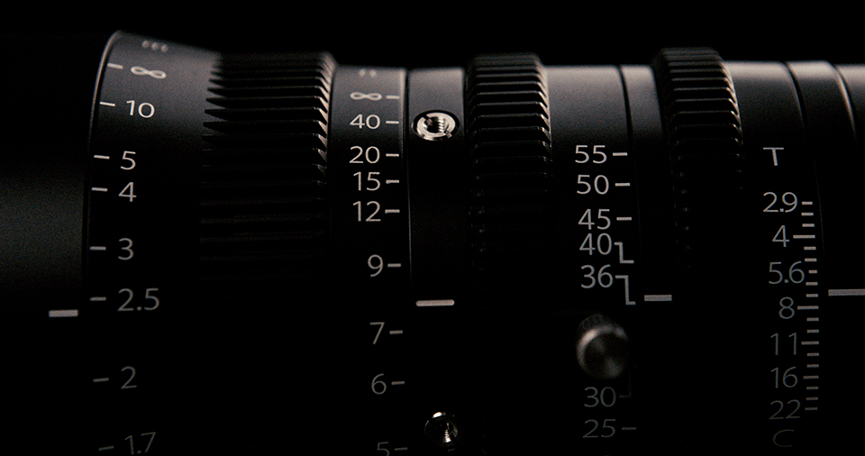 [photo] Side close up view of 3 independently operated lens rings with 0.8M gear pitch on on MK Series lens