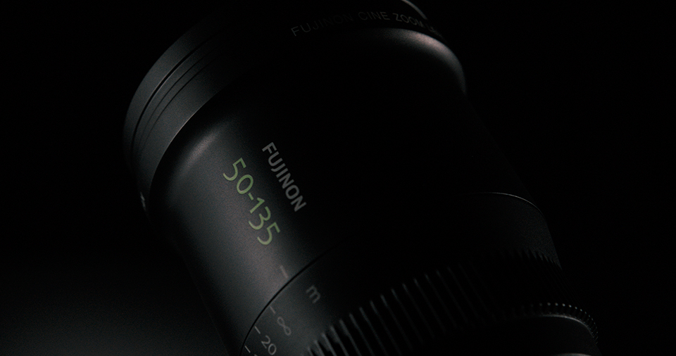 [photo] A top frontal view of an MK Series lens with Fujinon 50-135mm etched on the side