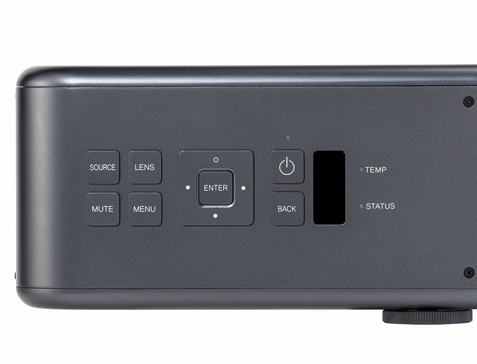 [photo] FP-Z5000 power, function and setting buttons on side of projector