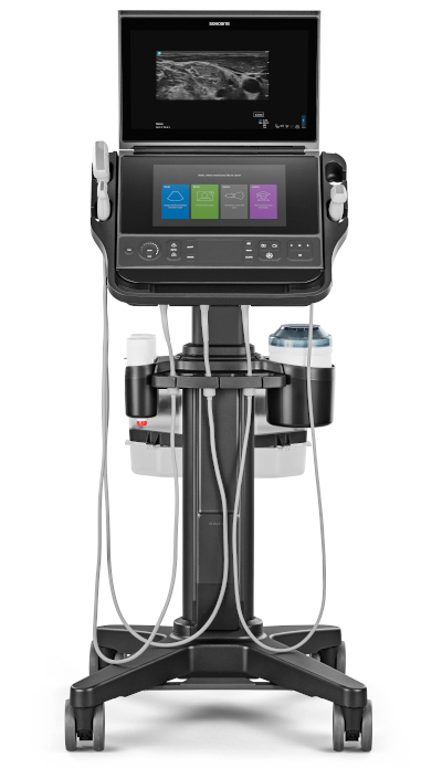 Sonosite PX system with probes and stand.