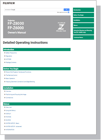 [video] Operation Manual for FP-Z8000 projector