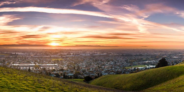 City skyline from top of a hill