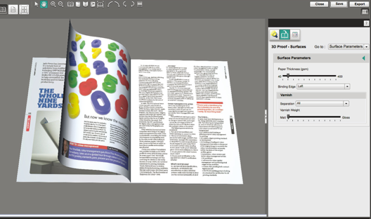 [image] 3D digital mock-up of an open magazine created using APPE and XMF Workflow