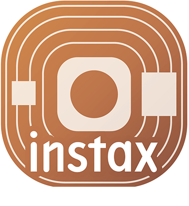 [logo] instax mini LiPlay logo with the Instax text in white at the bottom of a rounded square with internal lines